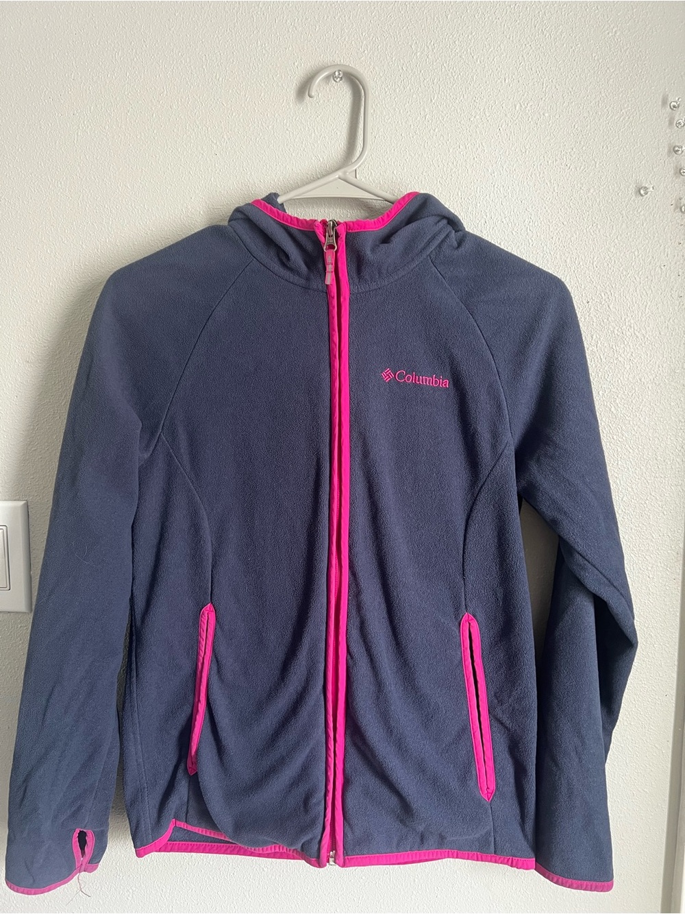 Columbia Girls' Navy Jacket with Pink Trim